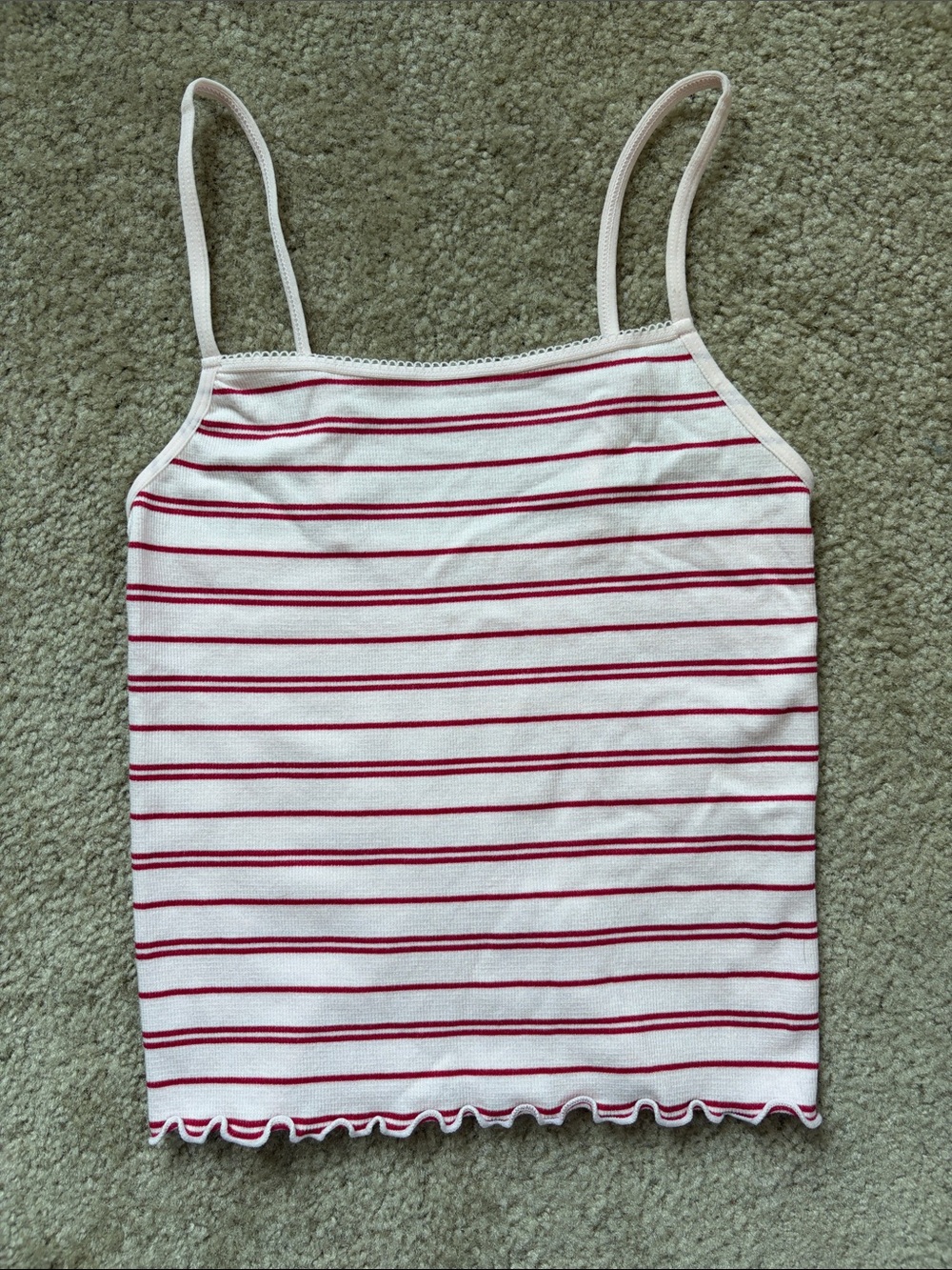 Bliss Light Pink & Red Striped Spaghetti Strap Spandex Cami